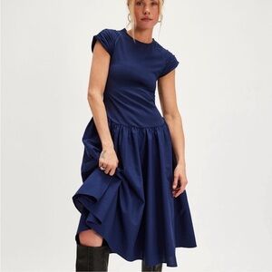 NEW!  Free People Navy Blue Afternoon Elegance Midi
Dress